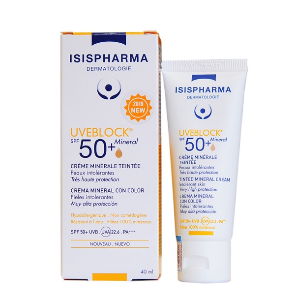 Kem chống nắng Isispharma Uveblock SPF50+ Tinted Mineral Cream 40ml (nâu)