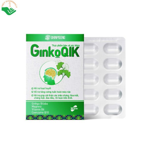 Viên uống GinkoQik tăng cường tuần hoàn máu não, hỗ trợ hoạt huyết