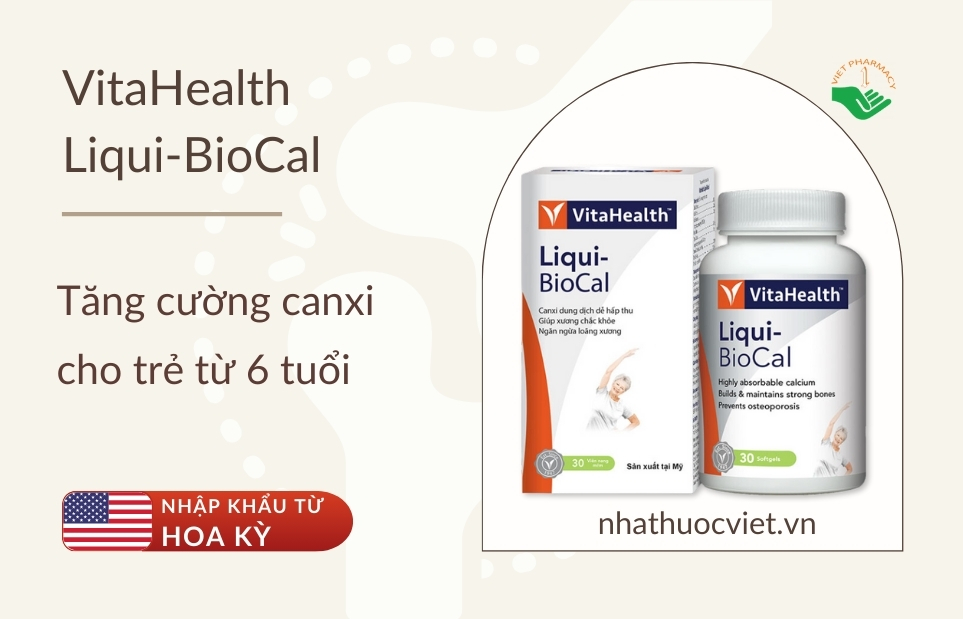 Viên uống bổ sung canxi của Mỹ VitaHealth Liqui-BioCal